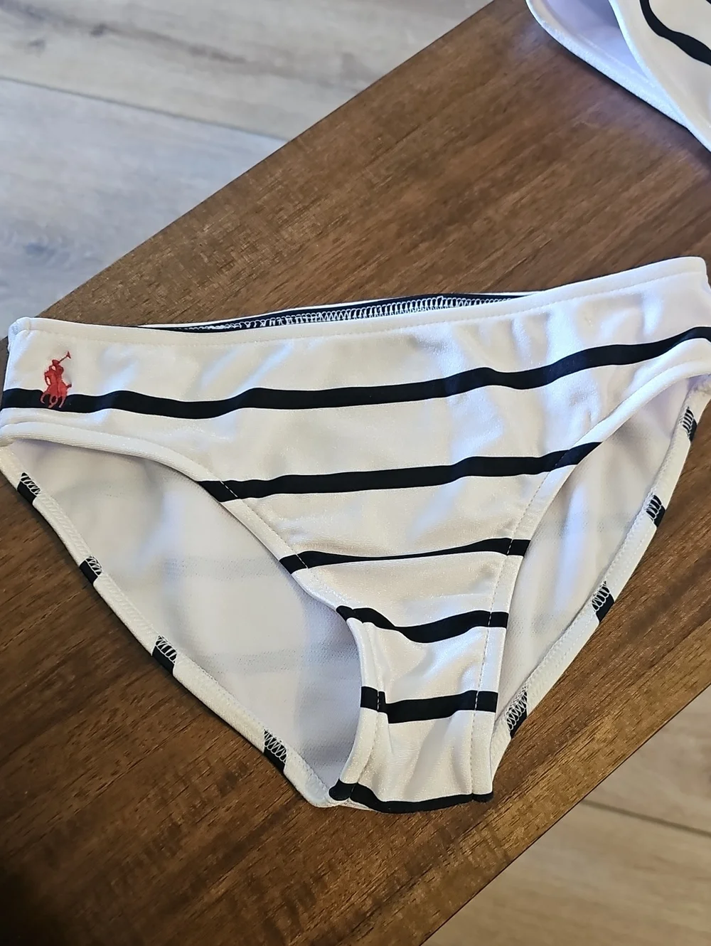 Ralph Lauren Polo White and Black Striped Girls' Bikini Set
